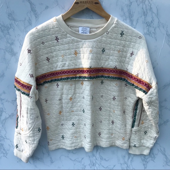 Zara | Trafaluc Creme Cotton Knit Sweater - Picture 2 of 8